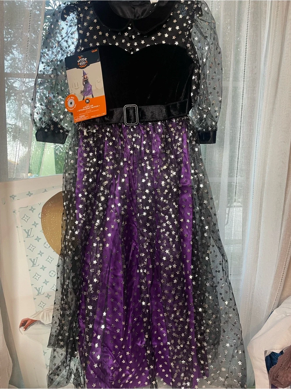 Hyde & Eek! Kids' Light-Up Starlight Witch Costume - Purple/Black (Medium)